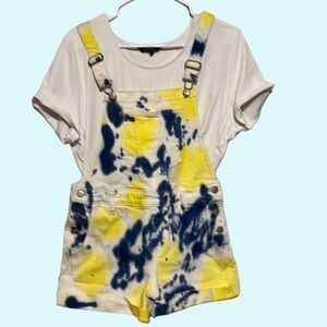 Old Navy denim overalls, , tie dye yellow/ blue . Sz sm